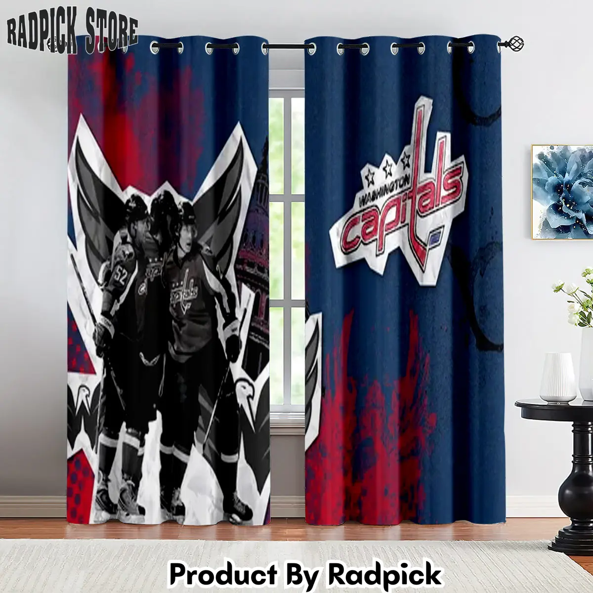 Radpick washington capitals hockey league curtains drapes for window treatment set 5 nyx rp852148